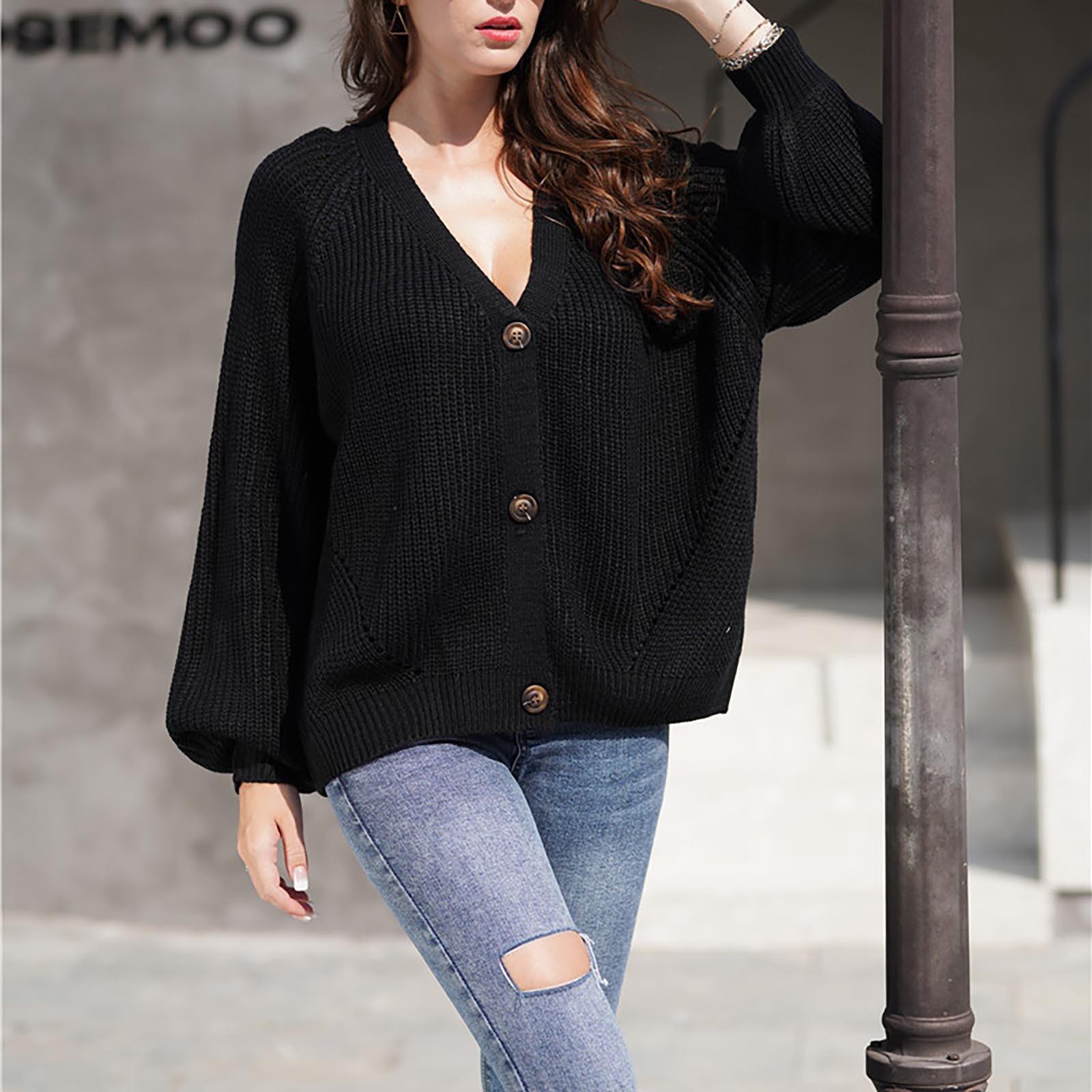 Женский модный кардиган, однотонный вязаный теплый свободный свитер на пуговицах с V-образным вырезом XL чёрный
Женский модный кардиган, однотонный вязаный теплый свободный свитер на пуговицах с V-образным вырезом XL чёрный
