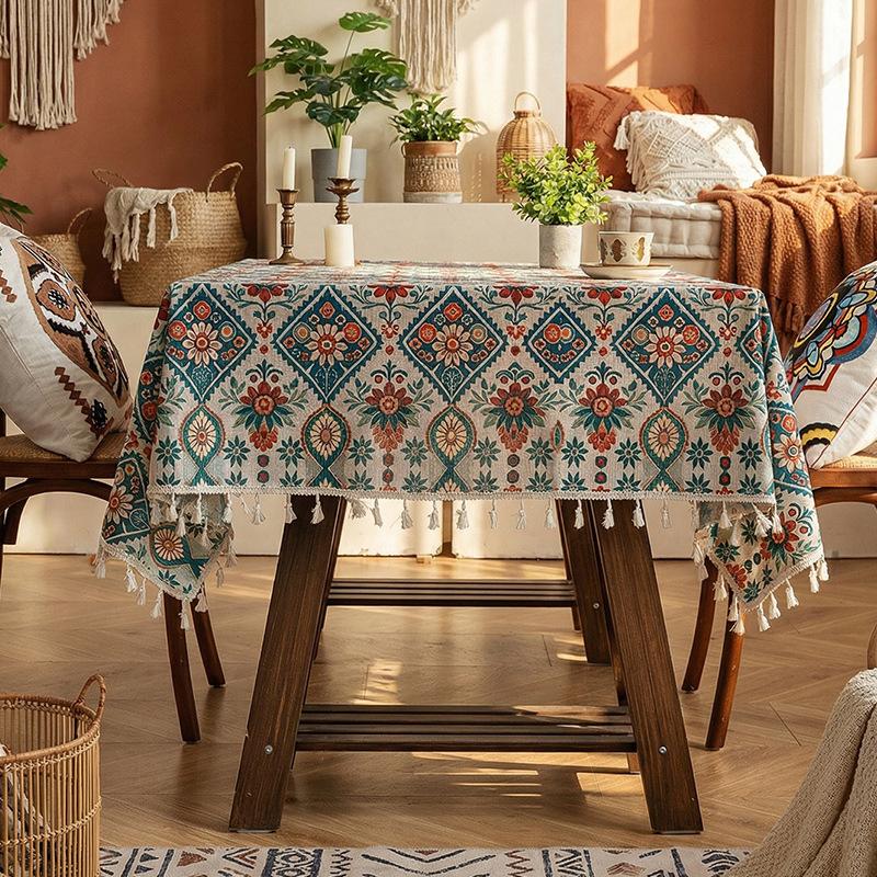 Tablecloth New Bohemian Ethnic Style Printing Dustproof Wear-resistant Tablecloth Home Decoration Long Square Cover Fringe Edge 140x100cm 1pcs
Tablecloth New Bohemian Ethnic Style Printing Dustproof Wear-resistant Tablecloth Home Decoration Long Square Cover Fringe Edge 140x100cm 1pcs