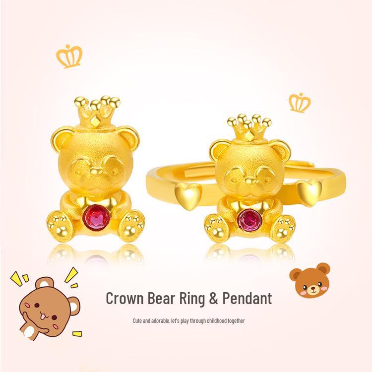 Gold-Plated Crystal Teddy Bear Pendant Necklace & Open Crown Ring Set for Women Gold Cross Chain (45cm)
Gold-Plated Crystal Teddy Bear Pendant Necklace & Open Crown Ring Set for Women Gold Cross Chain (45cm)