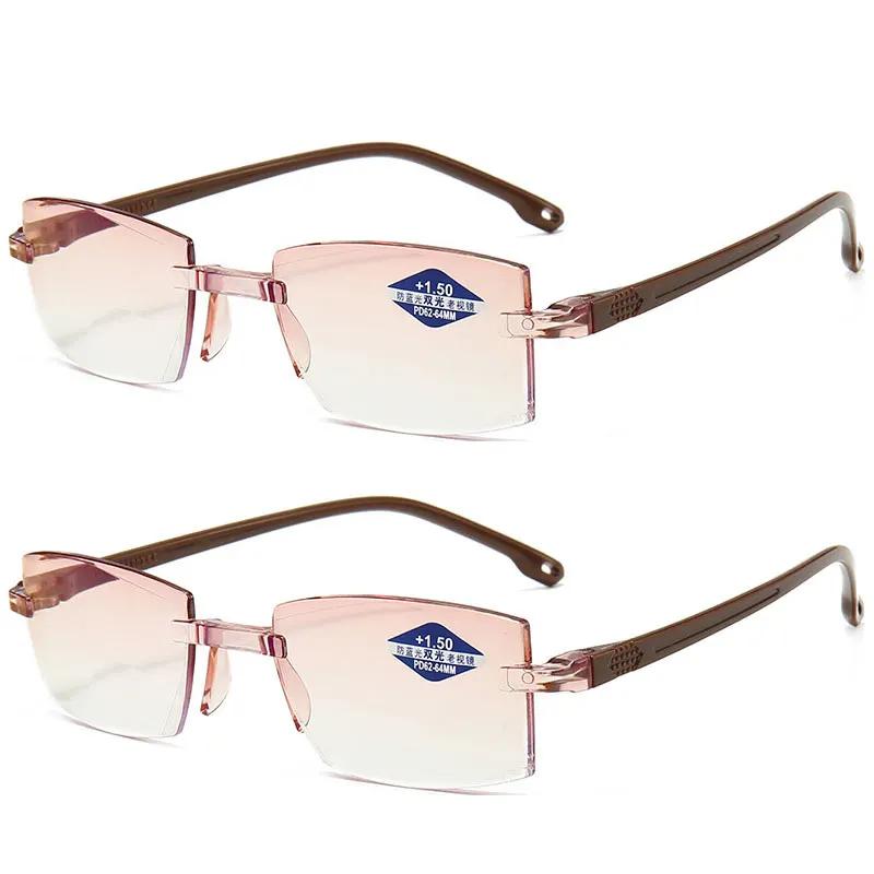 2 пары новых мужских и женских очков для чтения без оправы, бифокальные очки с защитой от синего света, очки для дальнего и ближнего зрения, очки для пресбиопии +150 +200 +400
2 пары новых мужских и женских очков для чтения без оправы, бифокальные очки с защитой от синего света, очки для дальнего и ближнего зрения, очки для пресбиопии +150 +200 +400