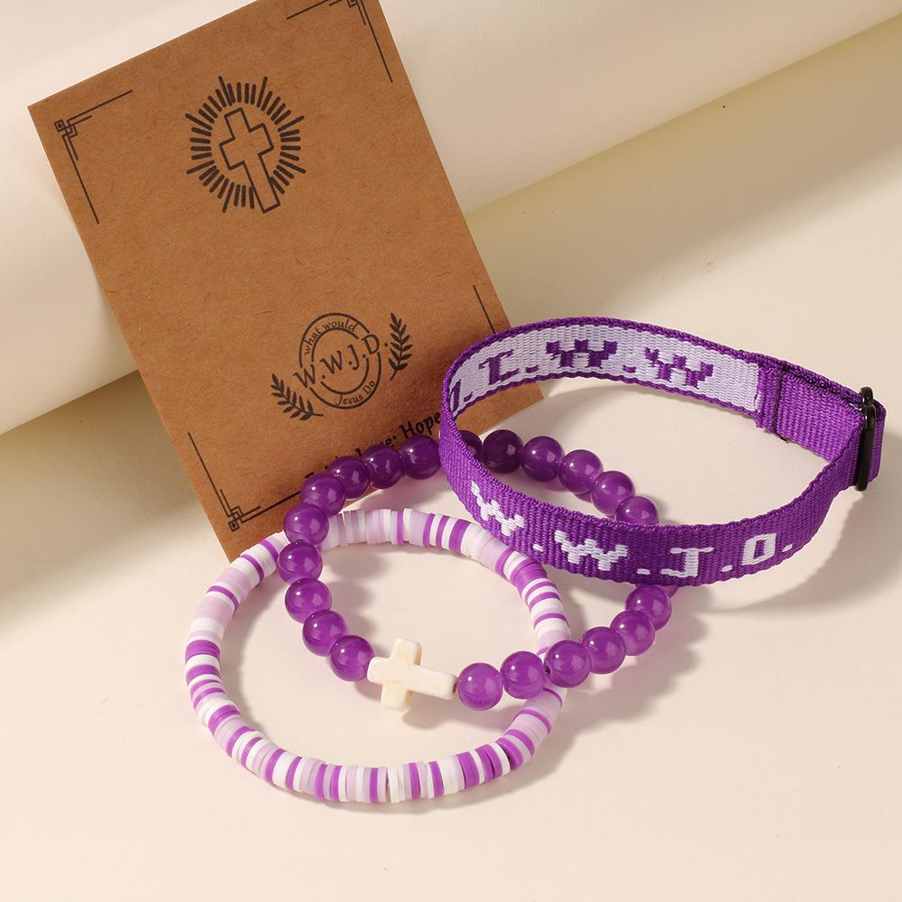 Bracelet WWJD Cross Bracelets 3pcs suit Christian Jesus Bracelets Faith Easter Christian Jewelry For Women Men Jewelry фіолетовий
Bracelet WWJD Cross Bracelets 3pcs suit Christian Jesus Bracelets Faith Easter Christian Jewelry For Women Men Jewelry фіолетовий