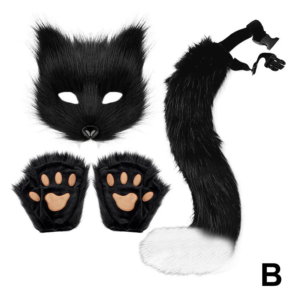Fluffy Fur Tail Mask Gloves Cat Paws Hands Gloves And Wolf Therian Mask Set For Halloween Cosplay Costume Party Accessories
Fluffy Fur Tail Mask Gloves Cat Paws Hands Gloves And Wolf Therian Mask Set For Halloween Cosplay Costume Party Accessories