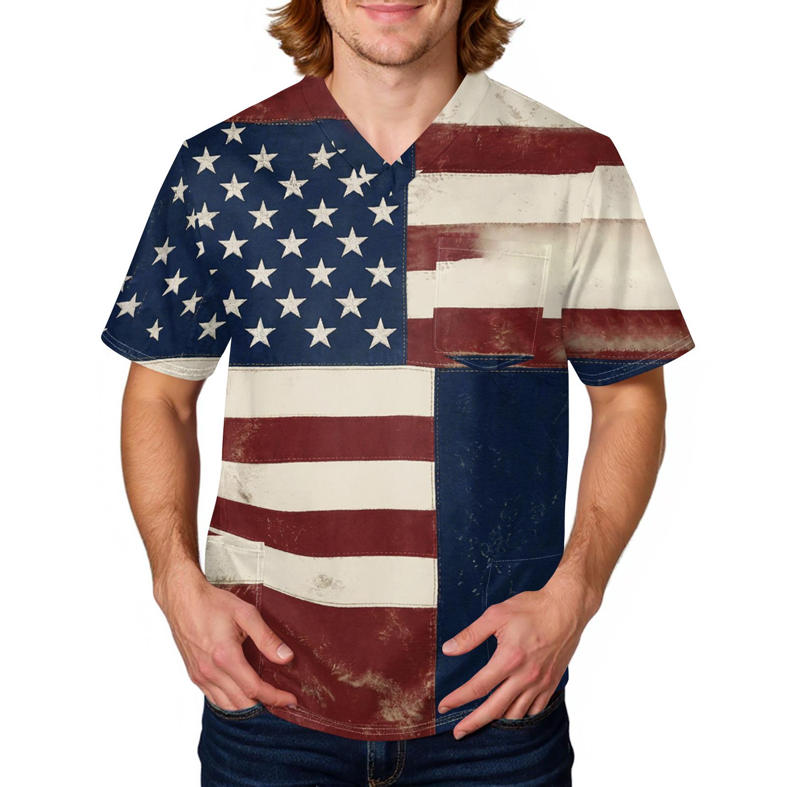 Unisex V Neck Short Sleeve Top with Patchwork Flag Print Soft Lightweight Fabric for Work or Casual Wear L синий
Unisex V Neck Short Sleeve Top with Patchwork Flag Print Soft Lightweight Fabric for Work or Casual Wear L синий