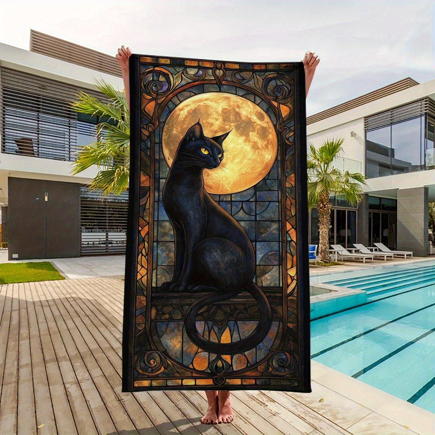 Stunning Black Cat Moon Stained Glass Beach Towel, Large Quick-Drying Polyester for Surfing Swimming W40*H60(CM)
Stunning Black Cat Moon Stained Glass Beach Towel, Large Quick-Drying Polyester for Surfing Swimming W40*H60(CM)