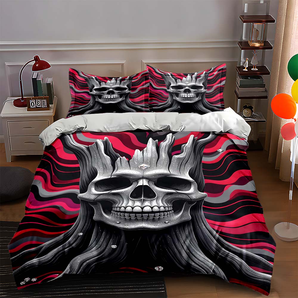 Skull, wavy, monochrome. Bedding Duvet cover sets Duvet covers Pillowcases gifts (1 * Duvet Cover 2 * Pillowcases, without duvet insert) 135x200cm
Skull, wavy, monochrome. Bedding Duvet cover sets Duvet covers Pillowcases gifts (1 * Duvet Cover 2 * Pillowcases, without duvet insert) 135x200cm