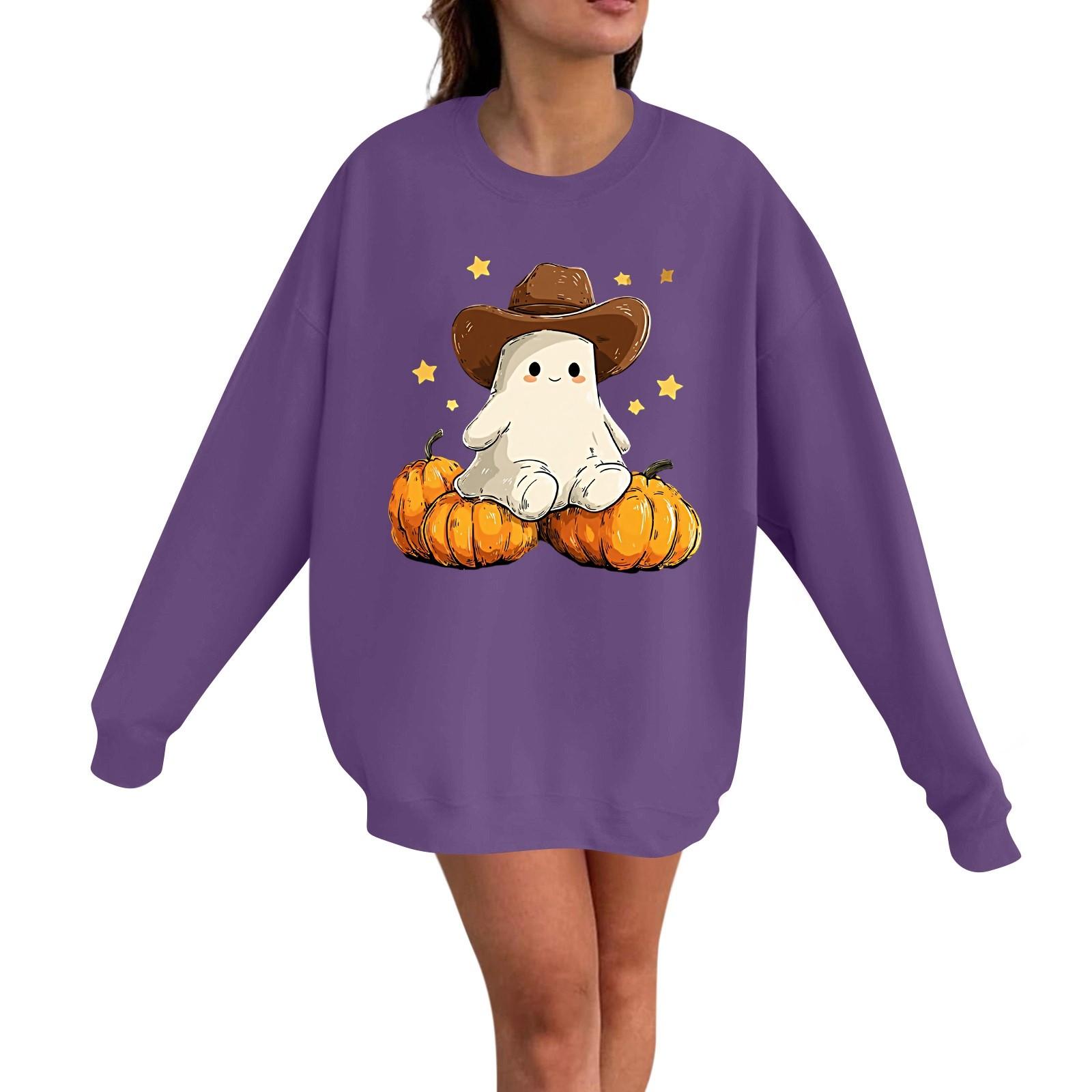 Женский повседневный модный пуловер с длинным рукавом и принтом на Хэллоуин, с круглым вырезом L фиолетовый
Женский повседневный модный пуловер с длинным рукавом и принтом на Хэллоуин, с круглым вырезом L фиолетовый