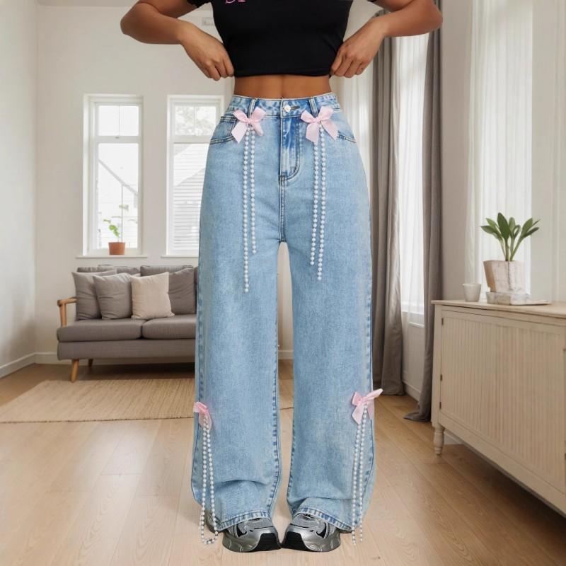 North American Fashionable Snowflake Washed Bow Decorated Wide-leg Jeans XS светло-синий
North American Fashionable Snowflake Washed Bow Decorated Wide-leg Jeans XS светло-синий