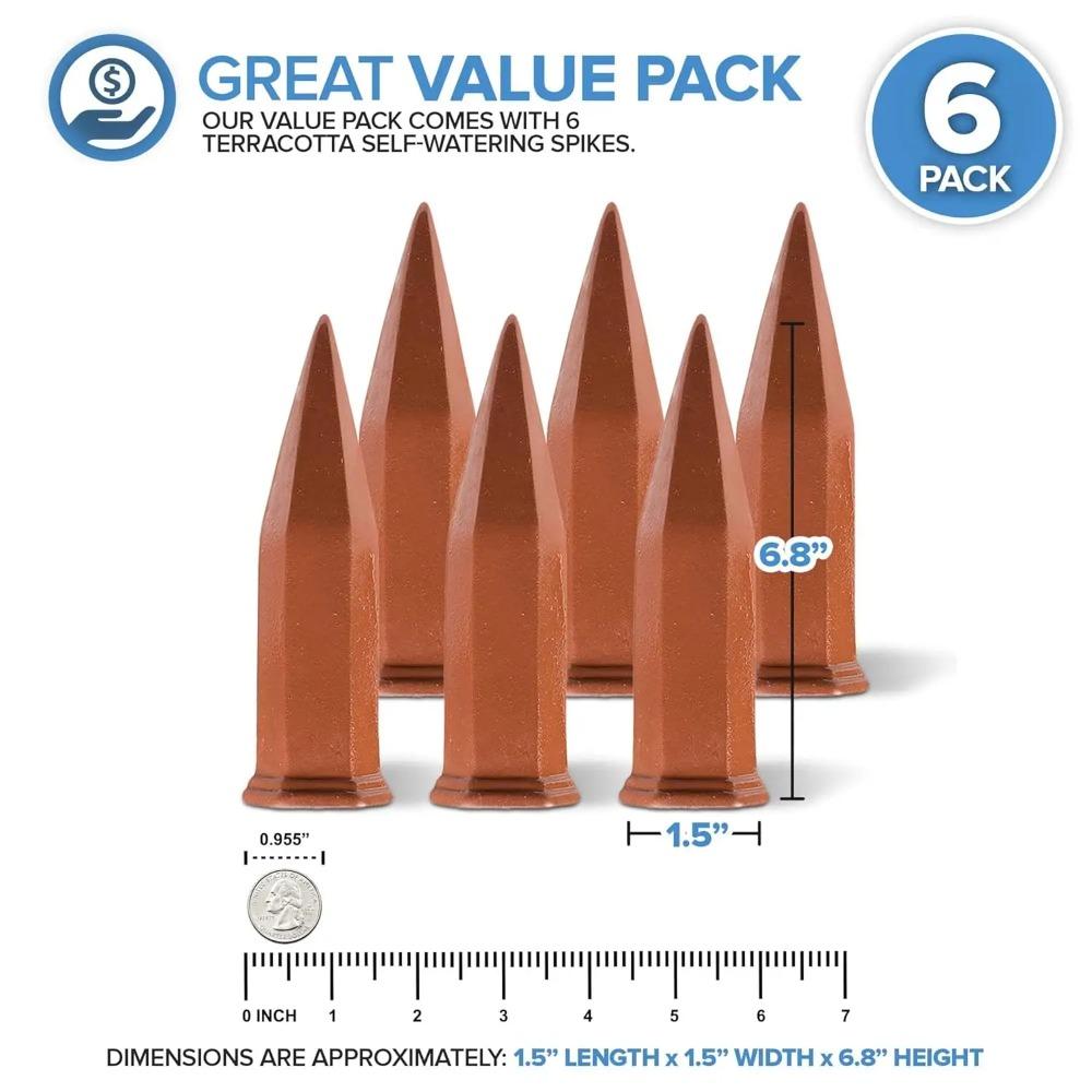 Ceramic Self Watering Spikes 6 Pack, Auto Waterer for Vacation, Terracotta Stakes Indoor/Outdoor Potted Plants
Ceramic Self Watering Spikes 6 Pack, Auto Waterer for Vacation, Terracotta Stakes Indoor/Outdoor Potted Plants