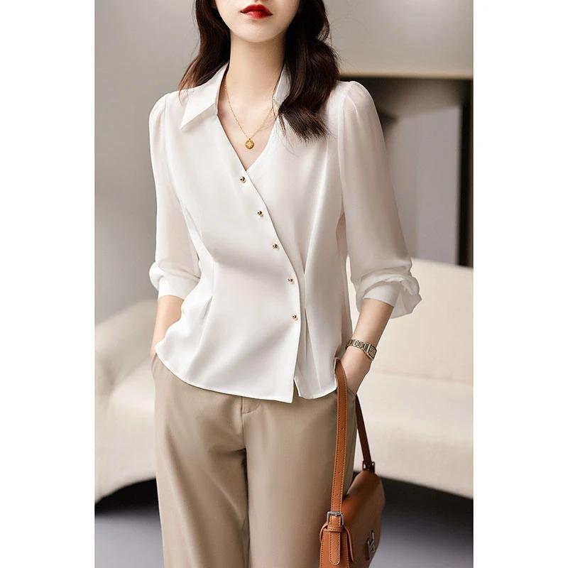 Women s Autumn White Asymmetric Button V Neck Chiffon Blouse Long Sleeve Leisure S белый
Women s Autumn White Asymmetric Button V Neck Chiffon Blouse Long Sleeve Leisure S белый