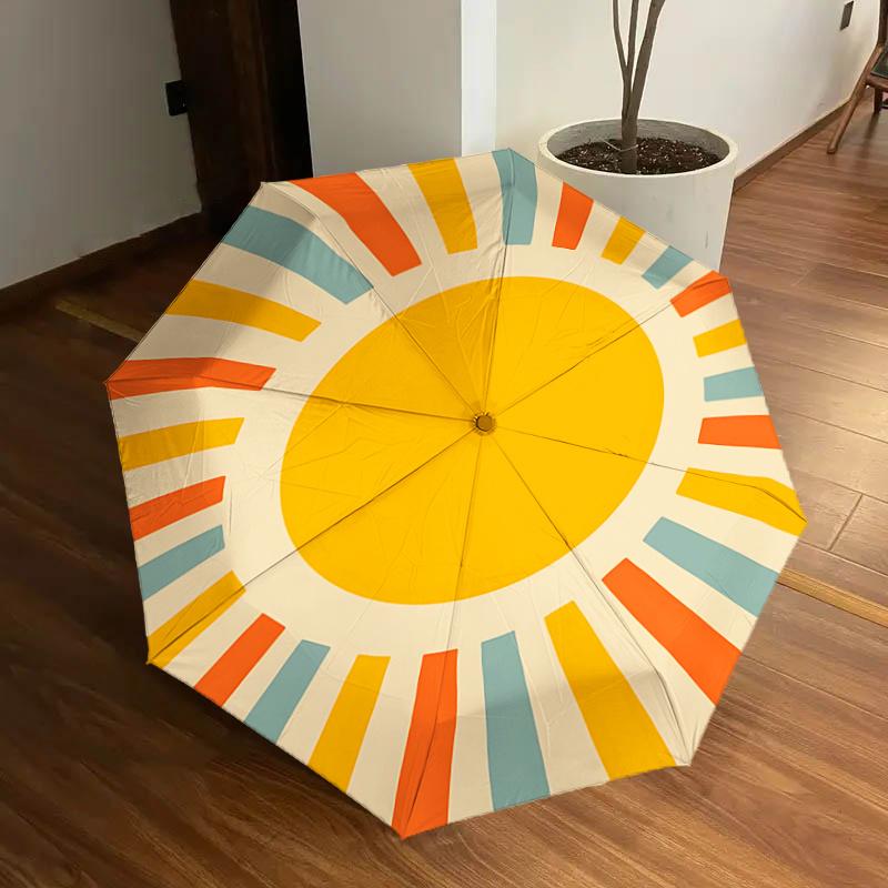 Automatic Opening Folding Umbrella with Retro Sunburst Design - Portable 3-Fold Iron Frame Outdoor Umbrella, Perfect Festival Gift for Fans,
Automatic Opening Folding Umbrella with Retro Sunburst Design - Portable 3-Fold Iron Frame Outdoor Umbrella, Perfect Festival Gift for Fans,