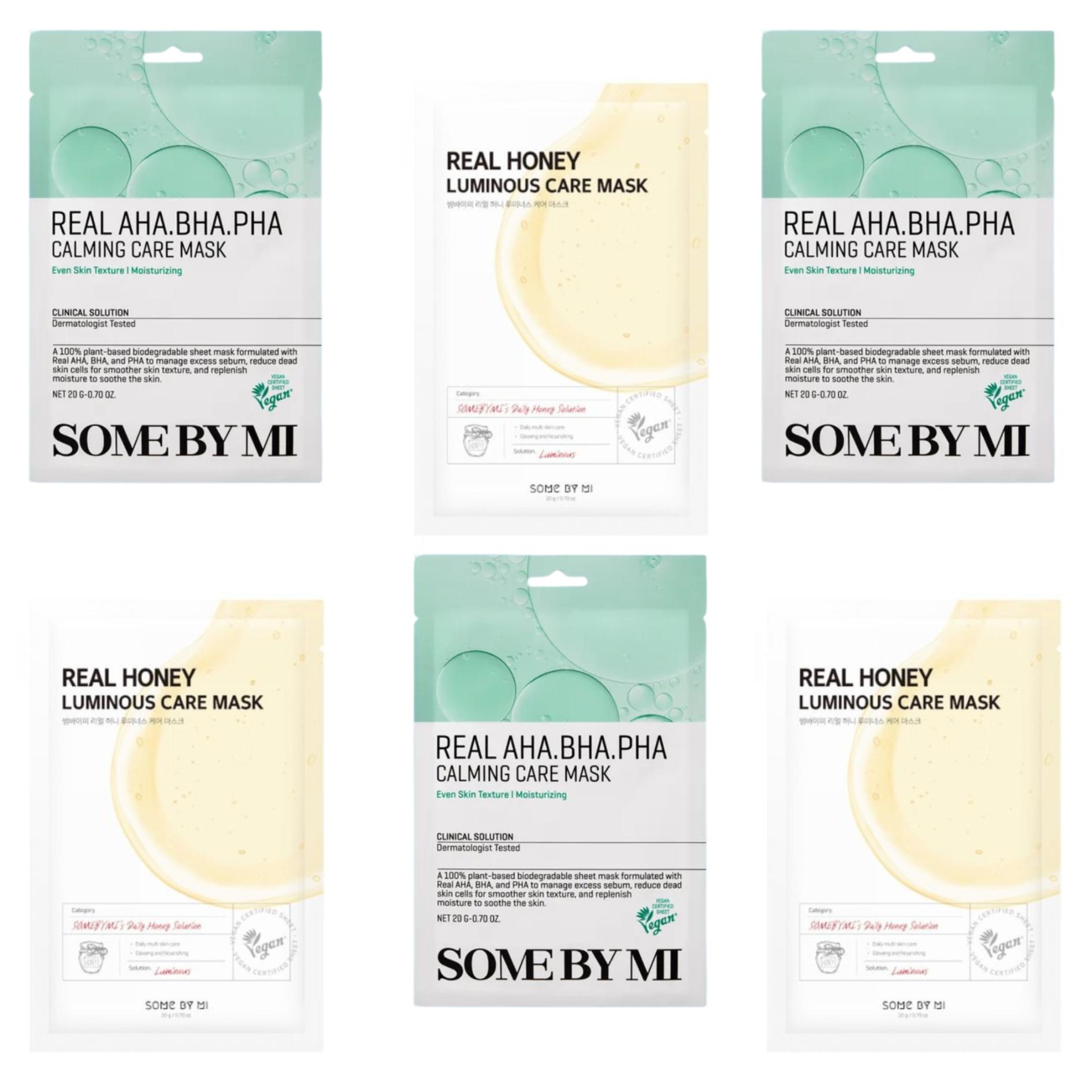 Zestaw 6 masek w płachcie Some By Mi 6 x 20 g: Real Aha Bha Pha Calming Care Mask x3 + Real Honey Luminous Care Mask x3
Zestaw 6 masek w płachcie Some By Mi 6 x 20 g: Real Aha Bha Pha Calming Care Mask x3 + Real Honey Luminous Care Mask x3