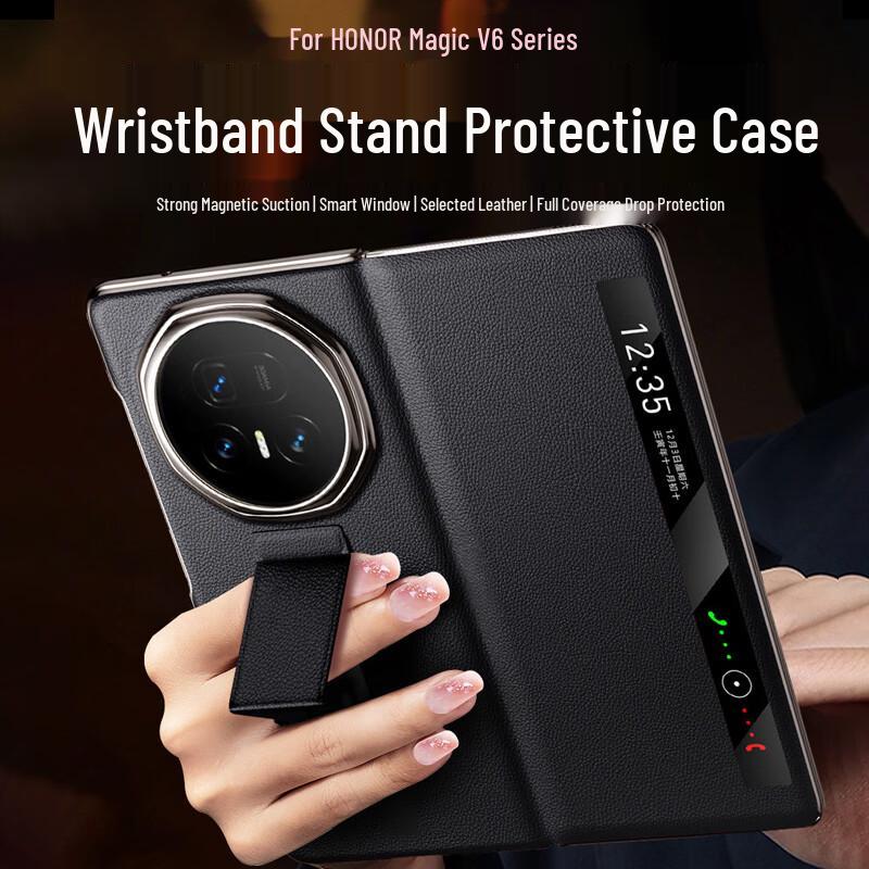 Honor Magic V6 Leather Wristband Stand Case
Honor Magic V6 Leather Wristband Stand Case