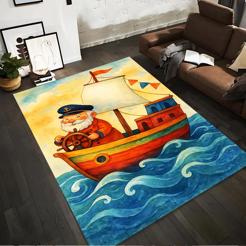 Cartoon Sailor Steering Ship Carpet with Waves and Colorful Design Suitable for use as an anti-slip for living room bedroom sofas 40x60cm( 15x23in )
Cartoon Sailor Steering Ship Carpet with Waves and Colorful Design Suitable for use as an anti-slip for living room bedroom sofas 40x60cm( 15x23in )
