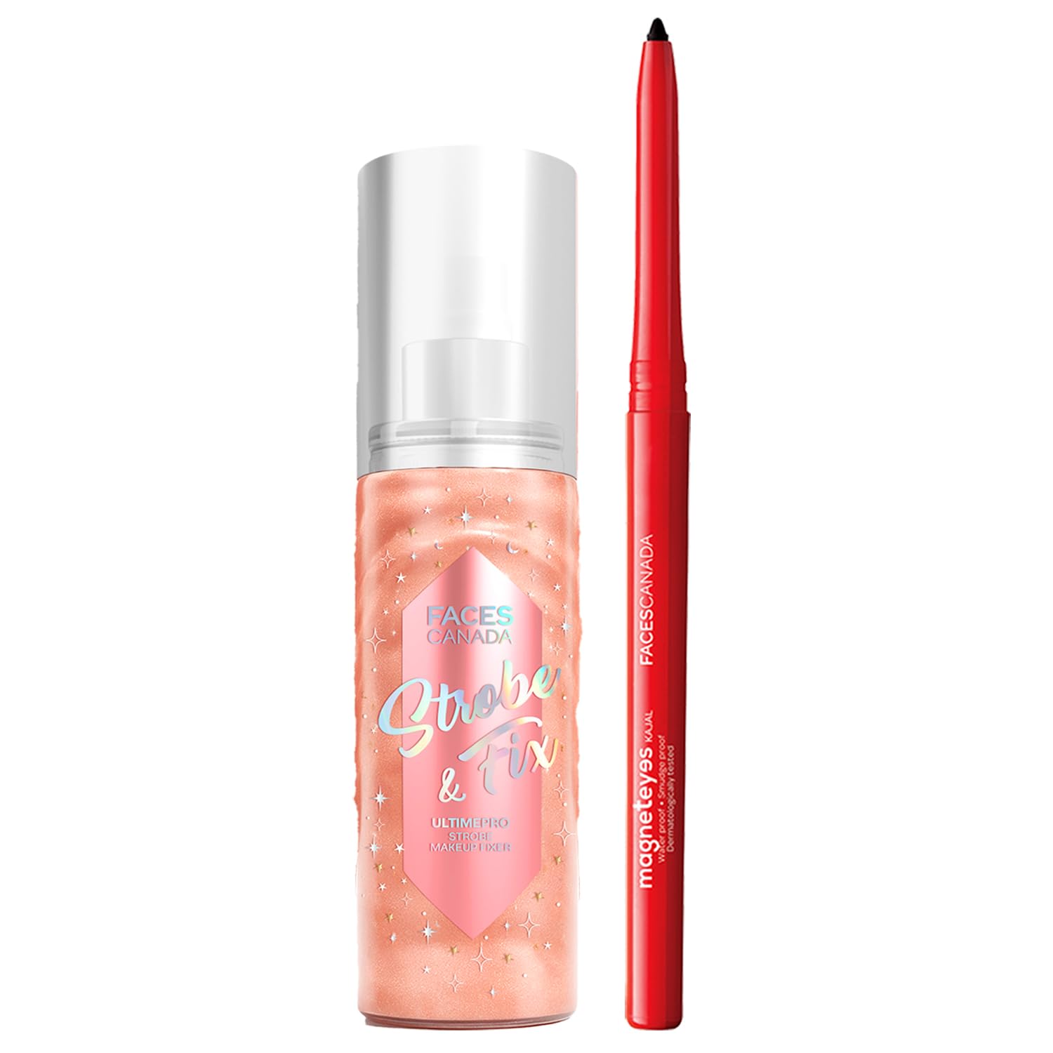 FACES CANADA Define & Fix Luxe Duo | Magneteyes Kajal - Black (0.35g) + Ultime Pro Strobe Makeup Fixer (50ml) | Long Lasting Makeup Setting Spray
FACES CANADA Define & Fix Luxe Duo | Magneteyes Kajal - Black (0.35g) + Ultime Pro Strobe Makeup Fixer (50ml) | Long Lasting Makeup Setting Spray