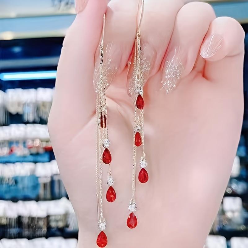 Colorful Teardrop Rhinestone Tassel Drop Earrings, Elegant Luxury Alloy Jewelry for Women, Fashion Sparkly Birthday Gift for Her синій
Colorful Teardrop Rhinestone Tassel Drop Earrings, Elegant Luxury Alloy Jewelry for Women, Fashion Sparkly Birthday Gift for Her синій