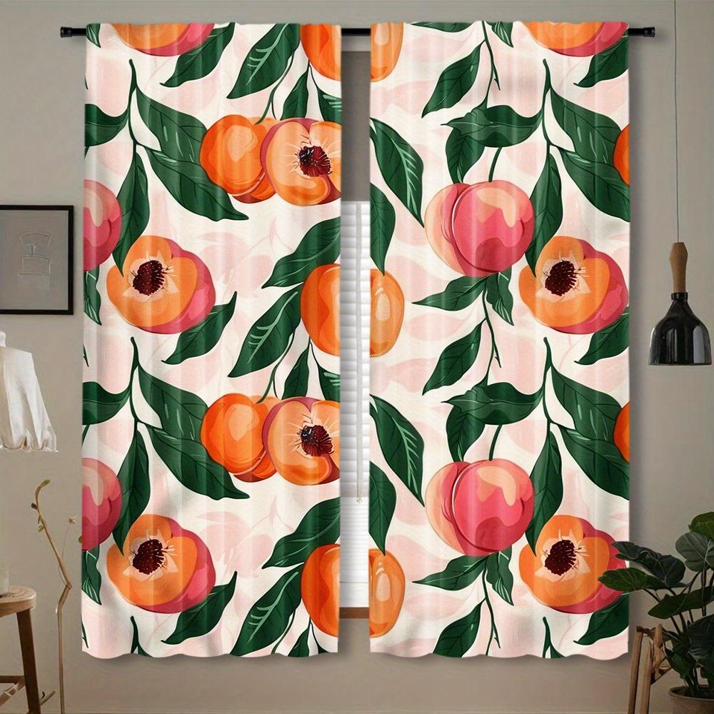 Peach Cherry Pattern Curtains Window Treatment Vibrant Floral Design Semi Transparent Bedroom Off Set Of 2 Made Polyester With Rod Pocket Decor W100*H70(CM)-Grommet top&1PCS
Peach Cherry Pattern Curtains Window Treatment Vibrant Floral Design Semi Transparent Bedroom Off Set Of 2 Made Polyester With Rod Pocket Decor W100*H70(CM)-Grommet top&1PCS