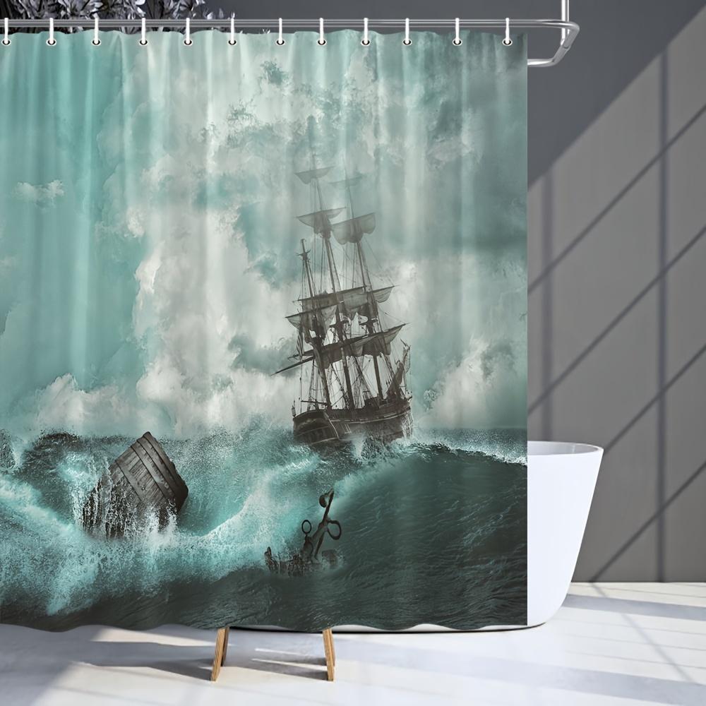 1Pc Wave Boat Pattern Shower Curtain, Bathroom Partition Curtain With Hook, Bathroom Accessories, Bathroom Decoration W60H190(CM)-1 Pcs
1Pc Wave Boat Pattern Shower Curtain, Bathroom Partition Curtain With Hook, Bathroom Accessories, Bathroom Decoration W60H190(CM)-1 Pcs