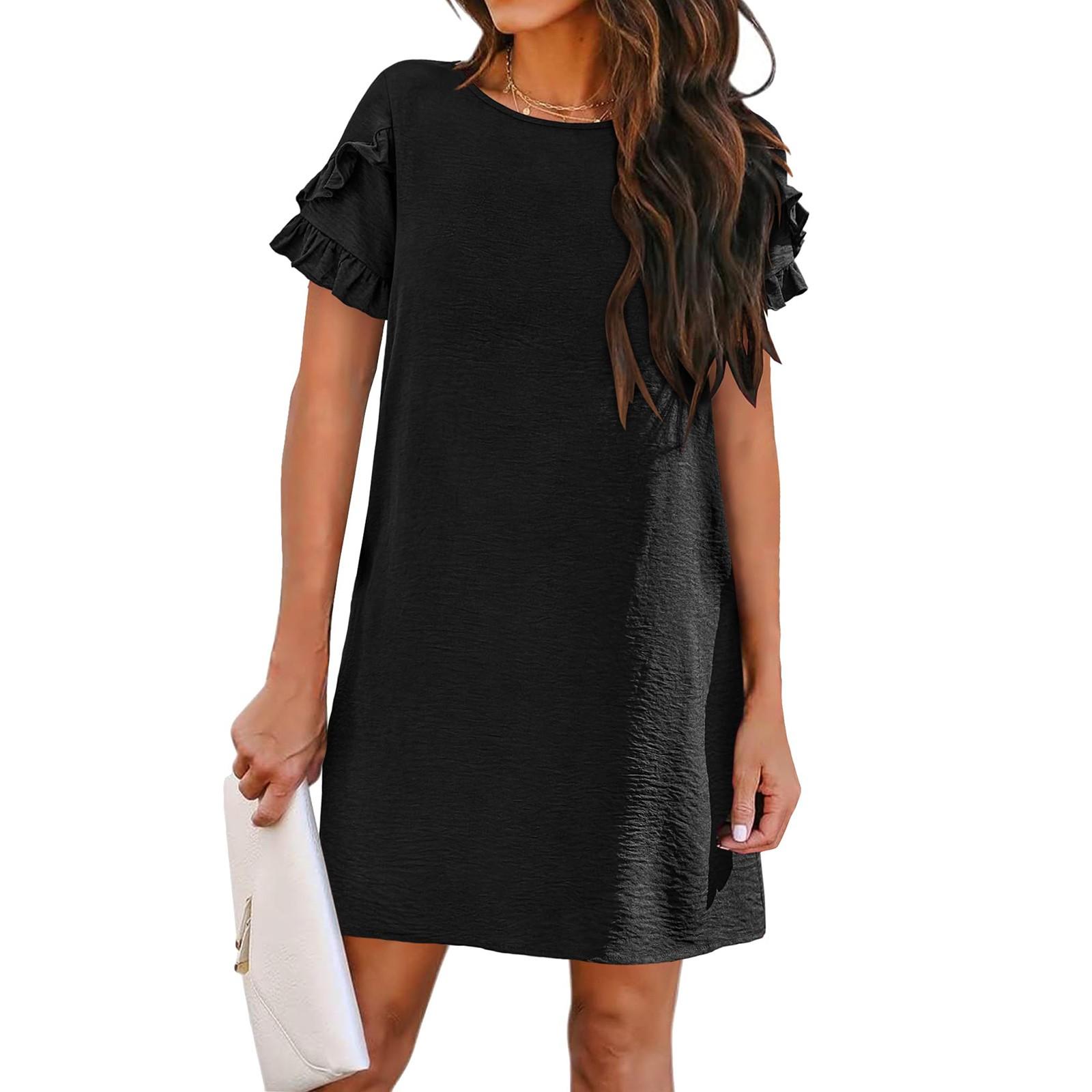 Женские модные повседневные пляжные свободные прямые платья с коротким рукавом L чёрный
Женские модные повседневные пляжные свободные прямые платья с коротким рукавом L чёрный