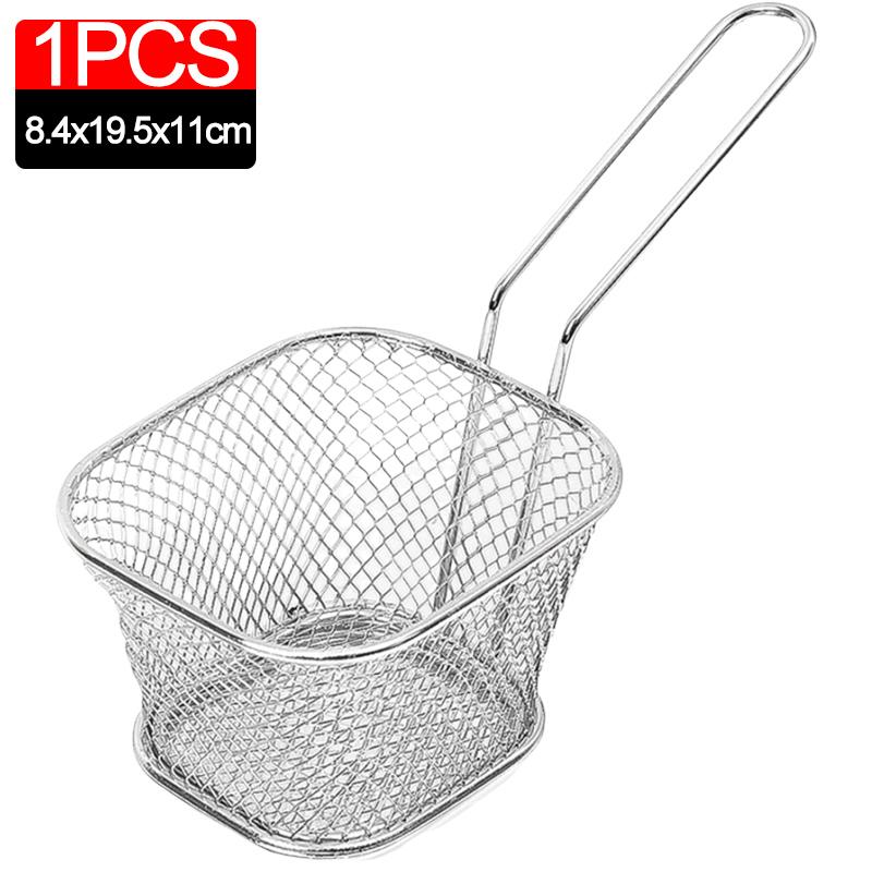 Mini Square Fry Basket Metal French Fries Chips Holder with Handle Desk Food Presentation Mesh Basket Kitchen Accessories Tools
Mini Square Fry Basket Metal French Fries Chips Holder with Handle Desk Food Presentation Mesh Basket Kitchen Accessories Tools