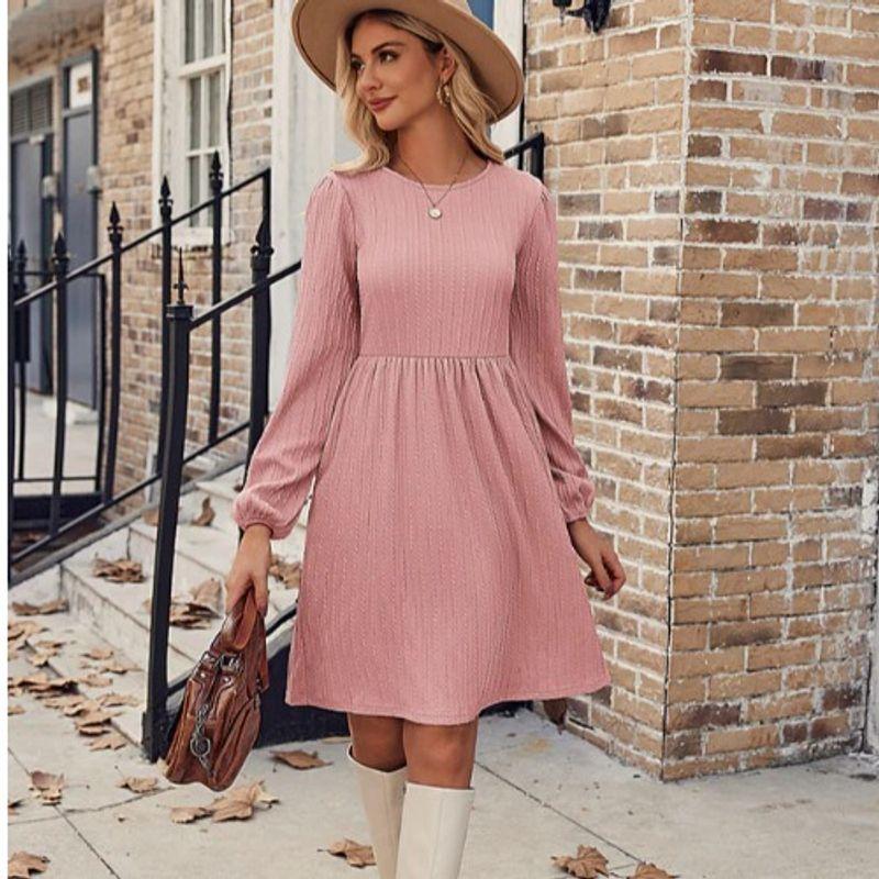 Модное осенне-зимнее новое модное платье с круглым вырезом, жаккардовой вязкой, элегантным рукавом-пузырем, длинным рукавом, женское платье Pink L
Модное осенне-зимнее новое модное платье с круглым вырезом, жаккардовой вязкой, элегантным рукавом-пузырем, длинным рукавом, женское платье Pink L