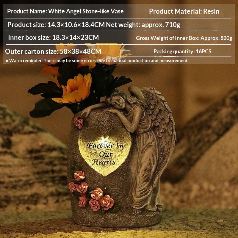 Commemorative gift imitation stone resin cemetery vase angel ornament decoration outdoor garden solar light ornament
Commemorative gift imitation stone resin cemetery vase angel ornament decoration outdoor garden solar light ornament