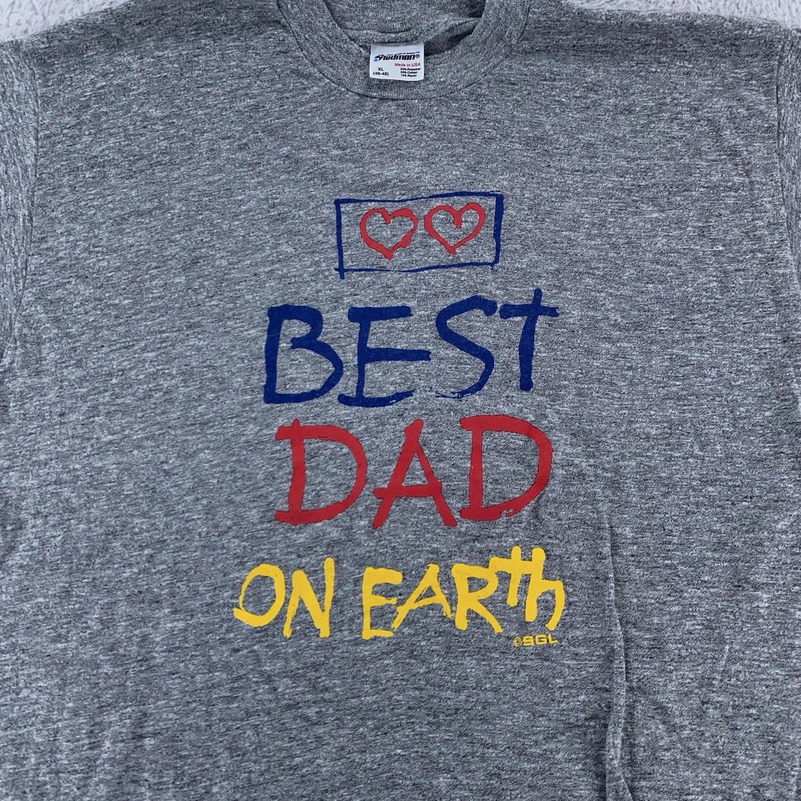 Vintage 80s Rayon Tri-Blend Best Dad On Earth Shirt Mens M/L Made USA 90s L
Vintage 80s Rayon Tri-Blend Best Dad On Earth Shirt Mens M/L Made USA 90s L