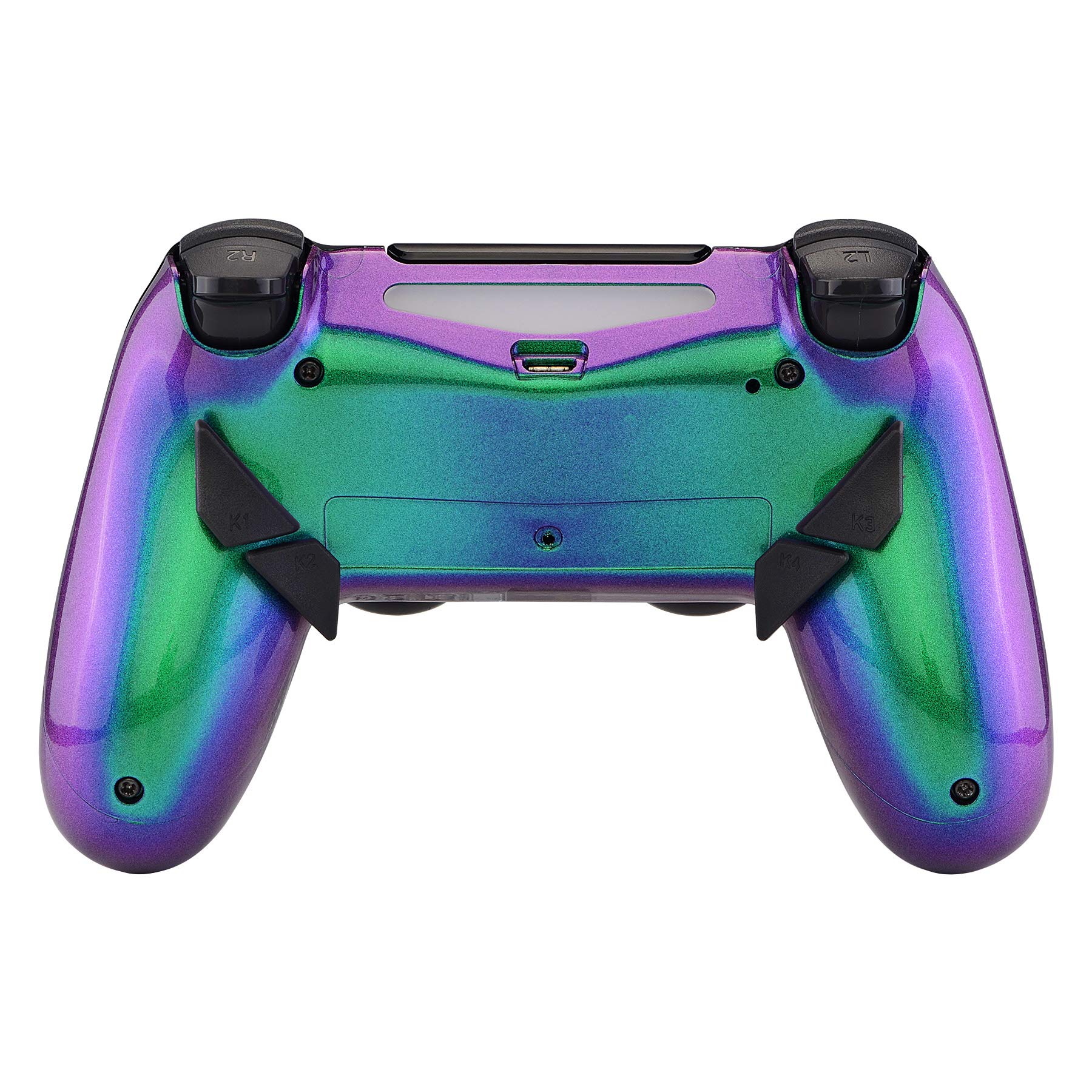 Instead of the controller it is equipped with a Dawn programmable remap kit for eXtremeRate PS4 controller an upgrade board and a redesigned back case
Instead of the controller it is equipped with a Dawn programmable remap kit for eXtremeRate PS4 controller an upgrade board and a redesigned back case