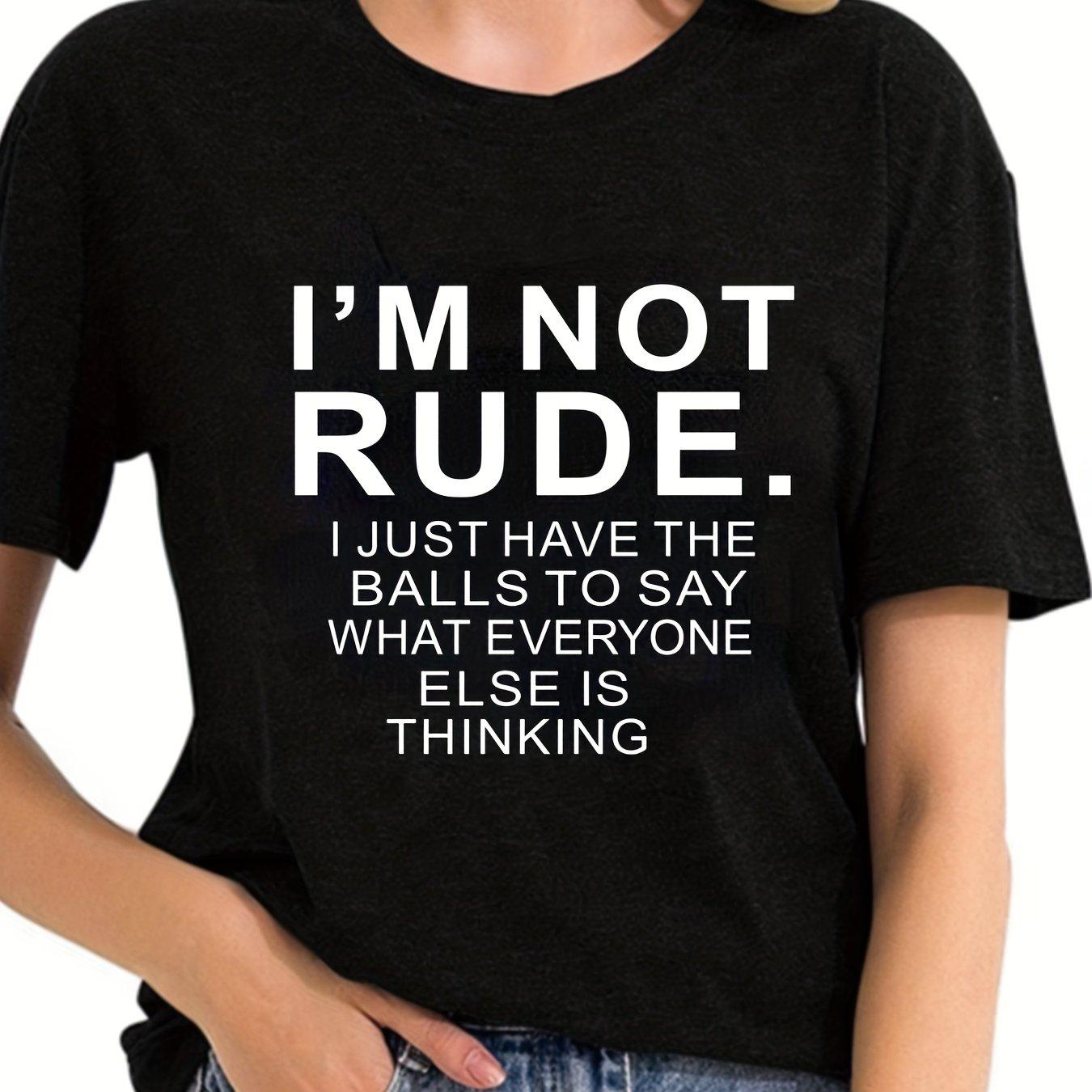 Футболки с короткими рукавами с принтом «I m not Rude» Сплошные свободные футболки с круглым вырезом Active Comfort
Футболки с короткими рукавами с принтом «I m not Rude» Сплошные свободные футболки с круглым вырезом Active Comfort