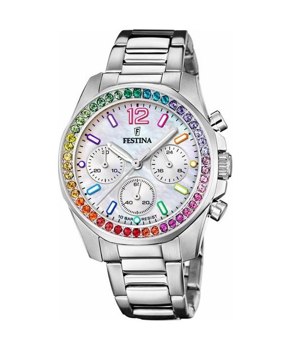 Festina Rainbow хронограф из нержавеющей стали с кристаллами и серебряным циферблатом, кварцевые F20606-2, 100 м, женские часы серебряный
Festina Rainbow хронограф из нержавеющей стали с кристаллами и серебряным циферблатом, кварцевые F20606-2, 100 м, женские часы серебряный
