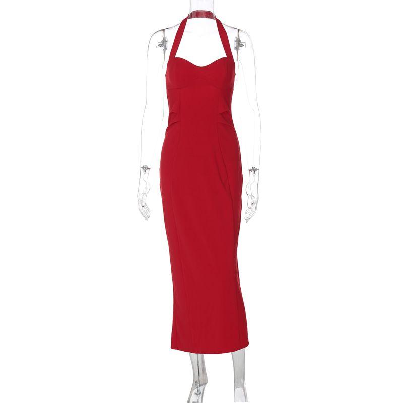 Gusty Fancy Fashion Sexy Style Temperament Waist-Controlled Halterneck Dress Young Adult Lady like Woman Work Clothing Split Dress Red S
Gusty Fancy Fashion Sexy Style Temperament Waist-Controlled Halterneck Dress Young Adult Lady like Woman Work Clothing Split Dress Red S