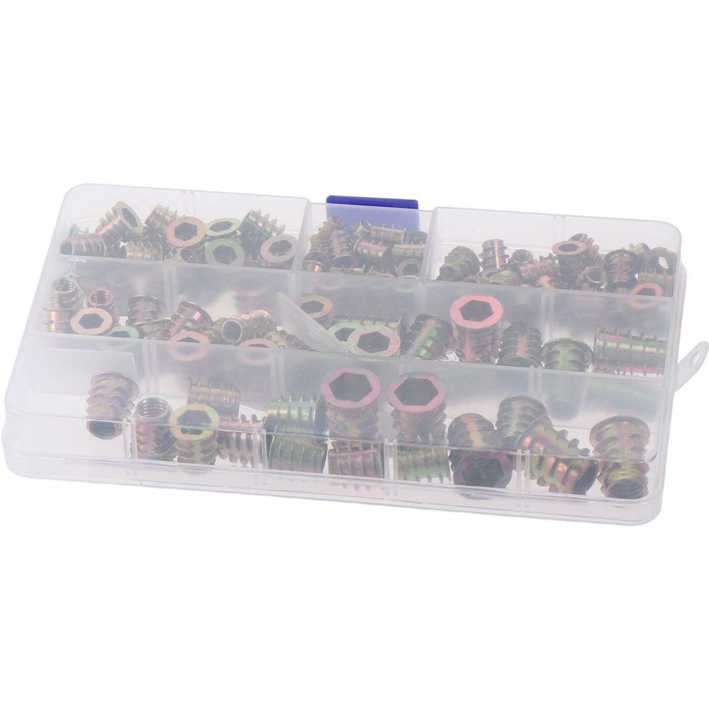 130PCS Zinc Alloy Wood Inserts M4 M5 M6 M8 M10 Furniture Nuts Wood Furniture Assortment
130PCS Zinc Alloy Wood Inserts M4 M5 M6 M8 M10 Furniture Nuts Wood Furniture Assortment