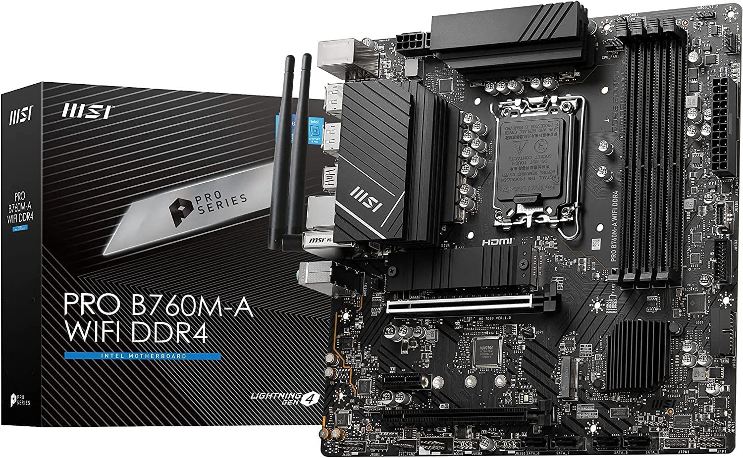 Материнська плата MSI PRO WIFI DDR4 з процесором Intel покоління 2xGen4 High Speed to 4 Screen Output with Intel MB5996 B760M-A [сумісність 14-го/13-го/12-го
Материнська плата MSI PRO WIFI DDR4 з процесором Intel покоління 2xGen4 High Speed to 4 Screen Output with Intel MB5996 B760M-A [сумісність 14-го/13-го/12-го