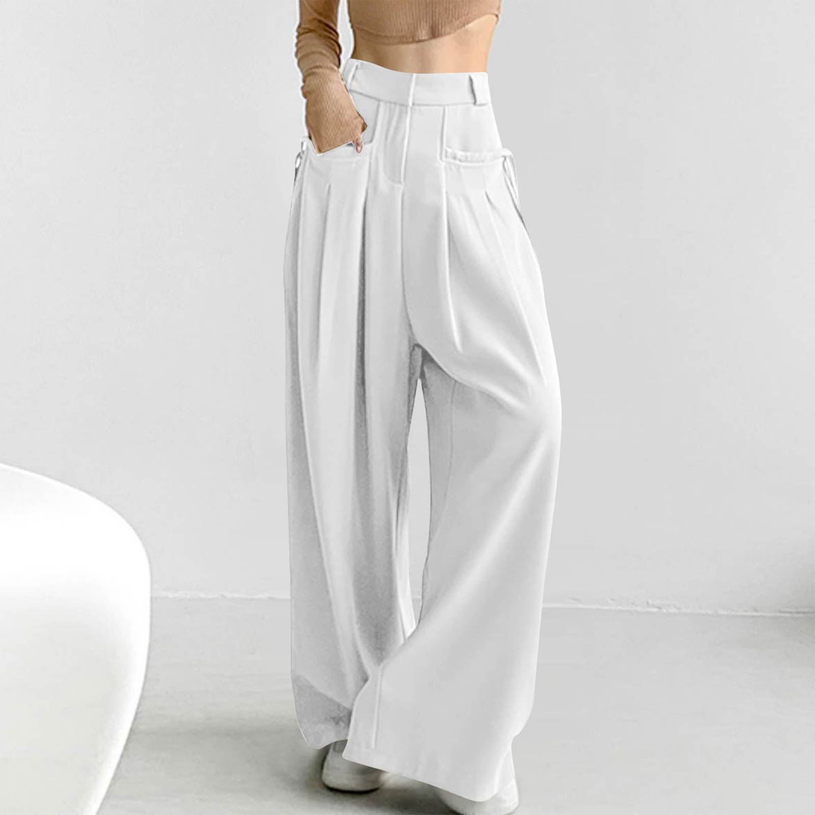 Women s Casual Loose Fit Flattering High-Waisted Wide Leg Pants With Side Tie Detail Retro- Trousers XL білий
Women s Casual Loose Fit Flattering High-Waisted Wide Leg Pants With Side Tie Detail Retro- Trousers XL білий