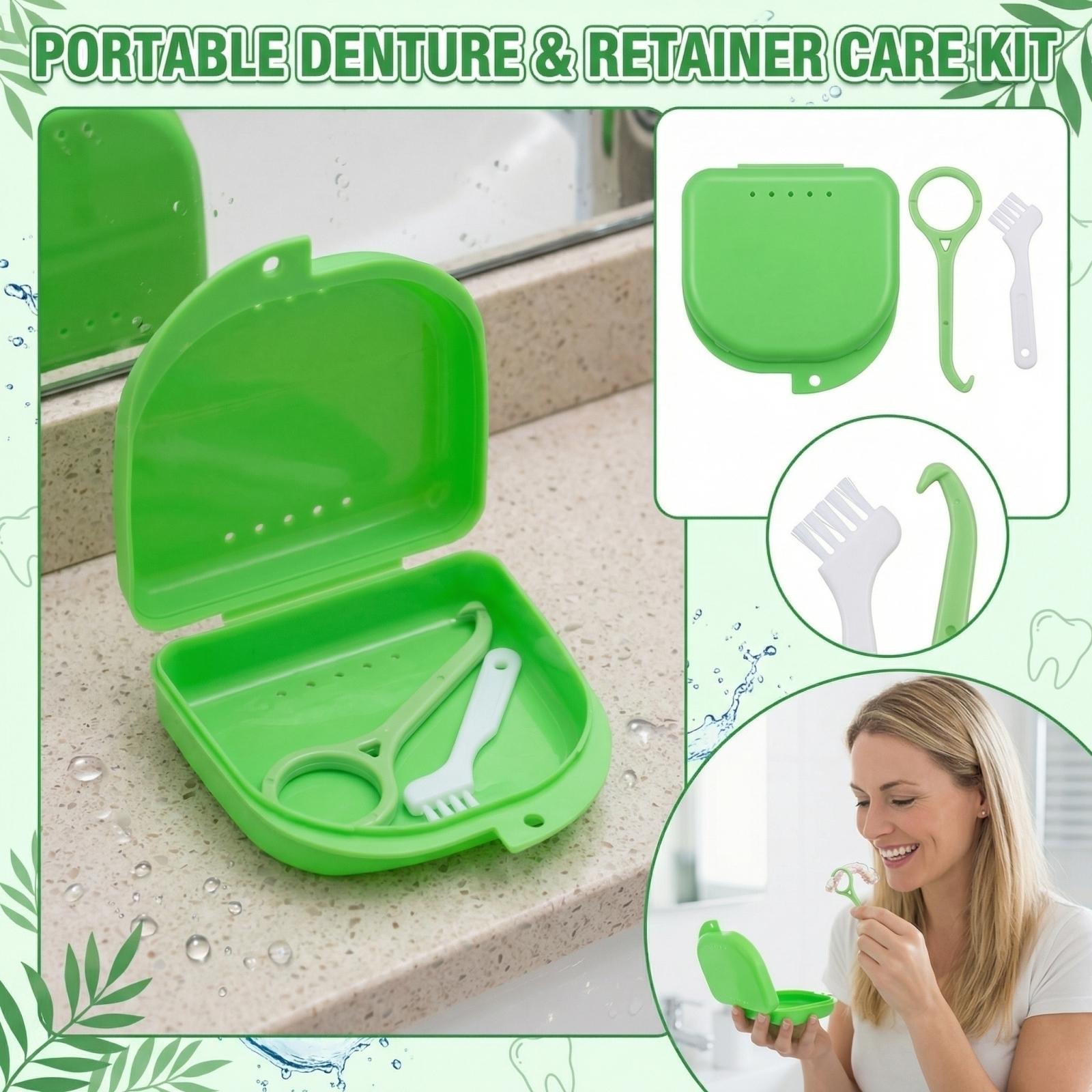Portable Denture Cleaning Case with Toothbrush and Tweezers Compact Denture Storage Box for Easy Cleaning and Travel Use One Size зелёный
Portable Denture Cleaning Case with Toothbrush and Tweezers Compact Denture Storage Box for Easy Cleaning and Travel Use One Size зелёный