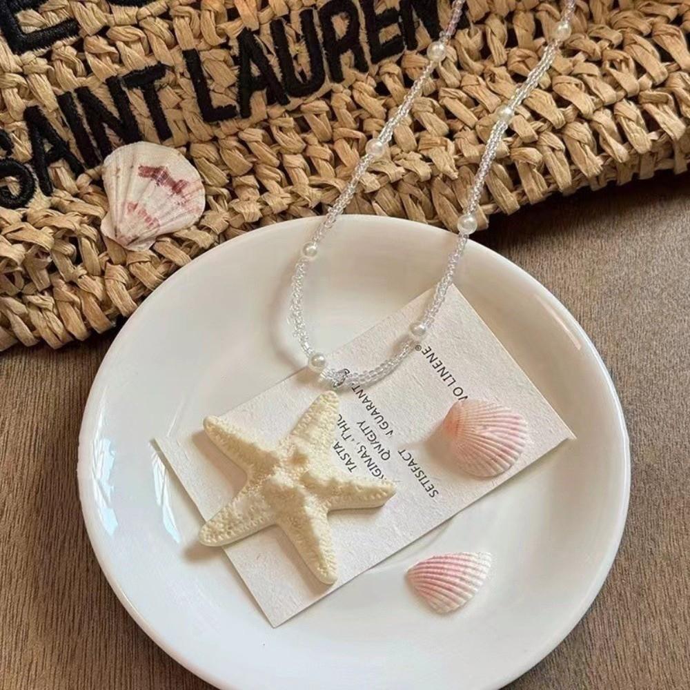 String Design Beaded Chain Necklace Bohemian Style Clavicle Chain Starfish Pendant Necklace Women бежевий
String Design Beaded Chain Necklace Bohemian Style Clavicle Chain Starfish Pendant Necklace Women бежевий