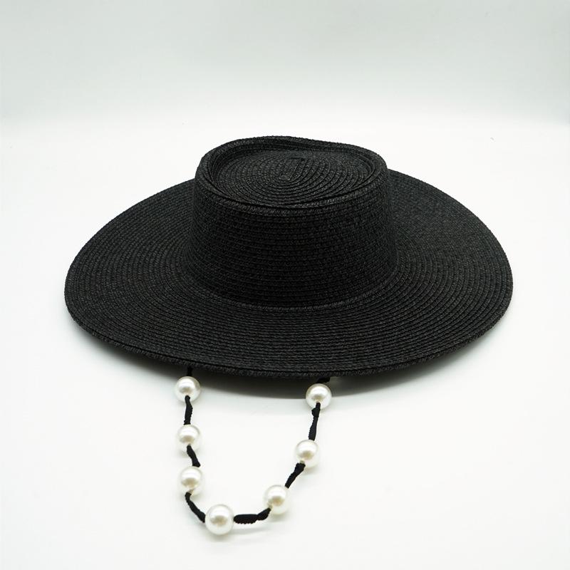 French Retro Internet Celebrity Pearl Chain Black Wide Brim Flat Top Top Top Hat Women S Summer Sun Protection Shade Vacation Beach Straw Hat M(56-58cm)
French Retro Internet Celebrity Pearl Chain Black Wide Brim Flat Top Top Top Hat Women S Summer Sun Protection Shade Vacation Beach Straw Hat M(56-58cm)