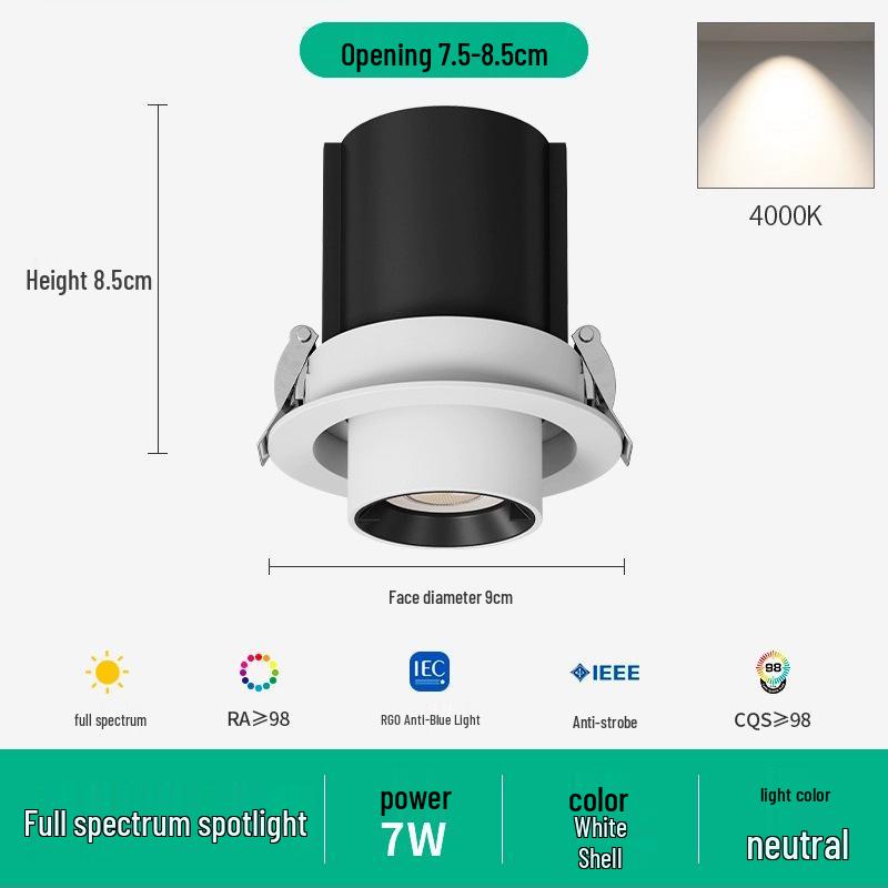 Adjustable Angle Telescopic Recessed Spotlight for Living Room, 75mm Opening Default
Adjustable Angle Telescopic Recessed Spotlight for Living Room, 75mm Opening Default