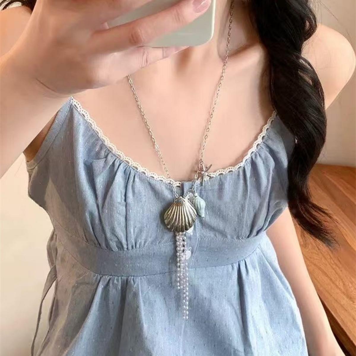 Ceramics Conch Metal Shell Imitation Pearl Tassel Necklace For Women Men Bohemia Dainty Star Pendant Choker Summer Beach Zircon
Ceramics Conch Metal Shell Imitation Pearl Tassel Necklace For Women Men Bohemia Dainty Star Pendant Choker Summer Beach Zircon