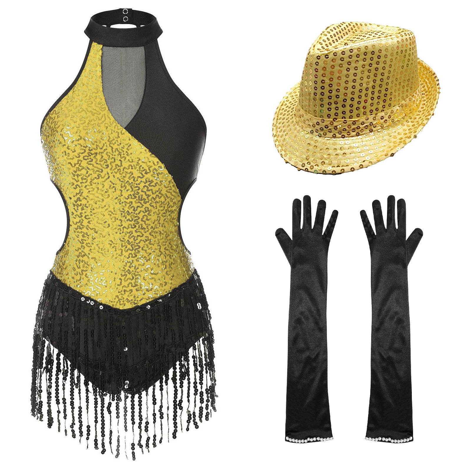 Womens Latin Dance Costume Shiny Sequin Color Block Sleeveless Fringed Leotard Gloves Hat S золотий
Womens Latin Dance Costume Shiny Sequin Color Block Sleeveless Fringed Leotard Gloves Hat S золотий