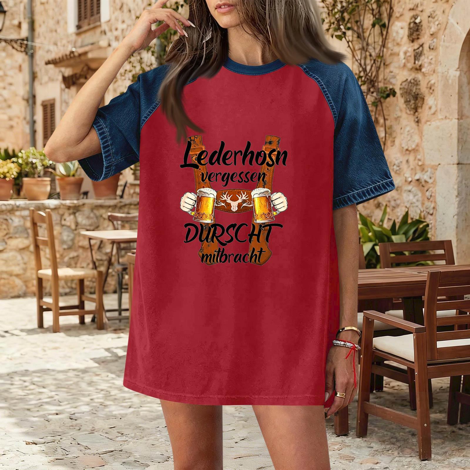 Casual Women Denim Patchwork Oktoberfest Graphic T Shirt Short Sleeve Comfortable Loose Fit Top for Everyday Wear XXL червоний
Casual Women Denim Patchwork Oktoberfest Graphic T Shirt Short Sleeve Comfortable Loose Fit Top for Everyday Wear XXL червоний