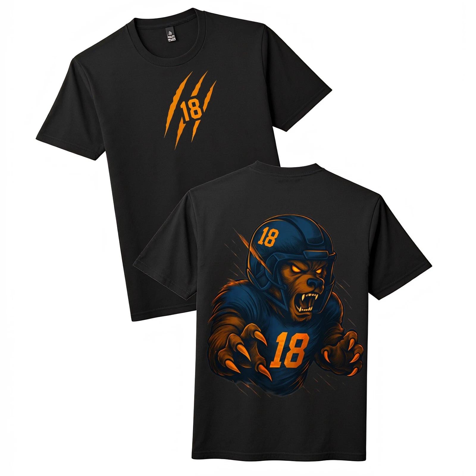 Bear #18 2-Sided Football Graphic T-Shirt-Edgy Streetwear Athletic Fan Tee S
Bear #18 2-Sided Football Graphic T-Shirt-Edgy Streetwear Athletic Fan Tee S
