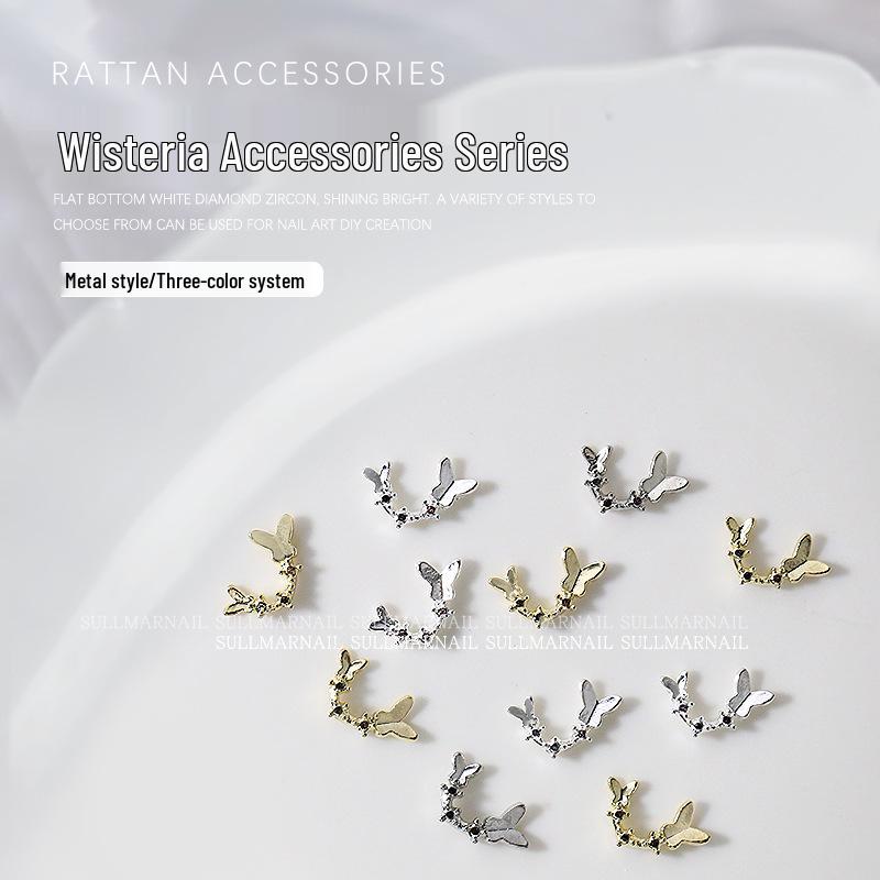 Nail Art Metal Floral Vine Butterfly Rhinestone Decorations, Vintage Gold/Silver Alloy, 3D Design, 10-Piece Set
Nail Art Metal Floral Vine Butterfly Rhinestone Decorations, Vintage Gold/Silver Alloy, 3D Design, 10-Piece Set
