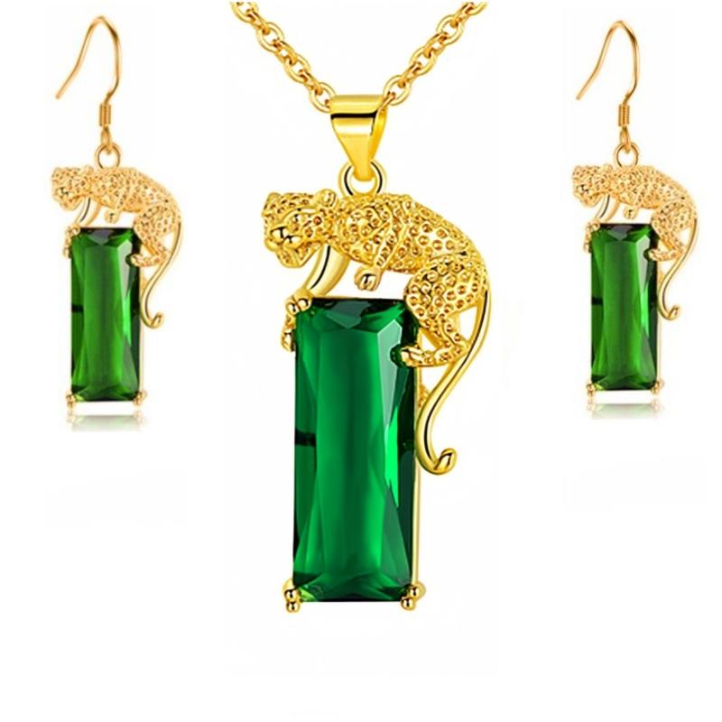 Модный женский набор колье и серег на ключицу с черным леопардовым принтом и зеленым цирконом - Оптовая продажа модных аксессуаров зелёный
Модный женский набор колье и серег на ключицу с черным леопардовым принтом и зеленым цирконом - Оптовая продажа модных аксессуаров зелёный