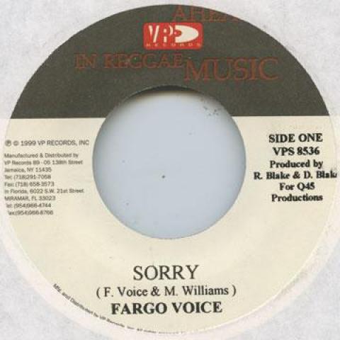 7inch Record FARGO VOICE / MERCILESS - Sorry / Alright Then VPS8536 VP 1999 US Reggae, Ska & Dub
7inch Record FARGO VOICE / MERCILESS - Sorry / Alright Then VPS8536 VP 1999 US Reggae, Ska & Dub