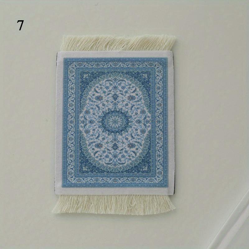 Подставки Подкладки для чашек Персидский Мини Тканый Коврик Коврик для мыши Ковер Этнический узор Чашка Ноутбук с Декор для стола Домашний офис Стол для рукоделия 1PC синий