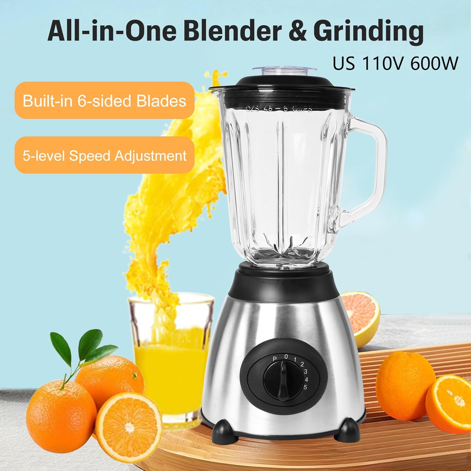 1.5L & 0.8L Glass Blender, 5-Speed Smoothie Maker, 600W, US Plug, for Fruit Juice, Smoothies, Soy Milk United States
1.5L & 0.8L Glass Blender, 5-Speed Smoothie Maker, 600W, US Plug, for Fruit Juice, Smoothies, Soy Milk United States