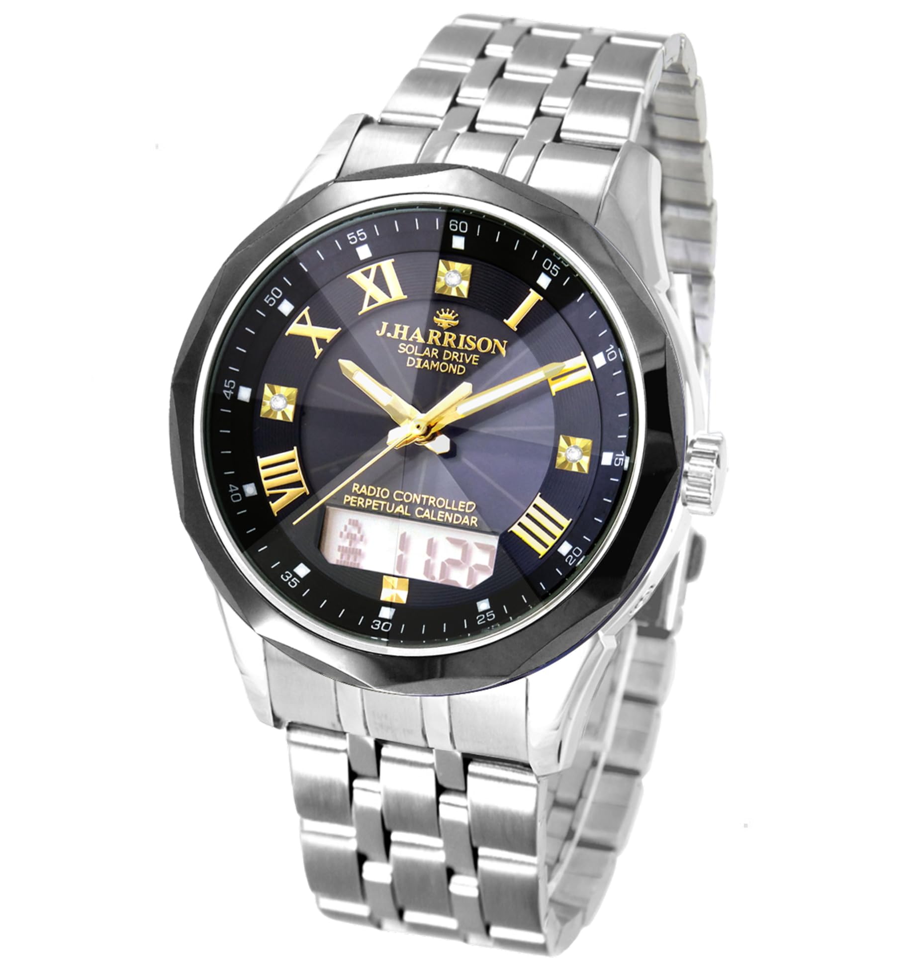 wristwatch radio solar solar perpetual calendar model with analog and digital Calendar Date Day of the week Month 3 diamonds Comes with gemstone чорний
wristwatch radio solar solar perpetual calendar model with analog and digital Calendar Date Day of the week Month 3 diamonds Comes with gemstone чорний