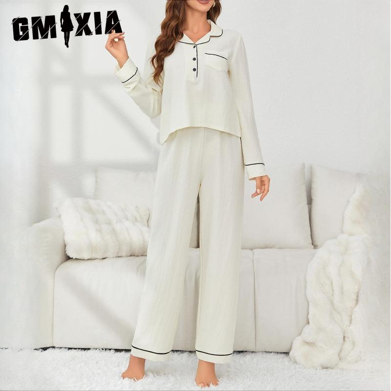 GMXIA Homewear Suit Autumn and Winter Long-sleeved Cardigan Trousers Two-piece Women s Pajamas S бежевий
GMXIA Homewear Suit Autumn and Winter Long-sleeved Cardigan Trousers Two-piece Women s Pajamas S бежевий