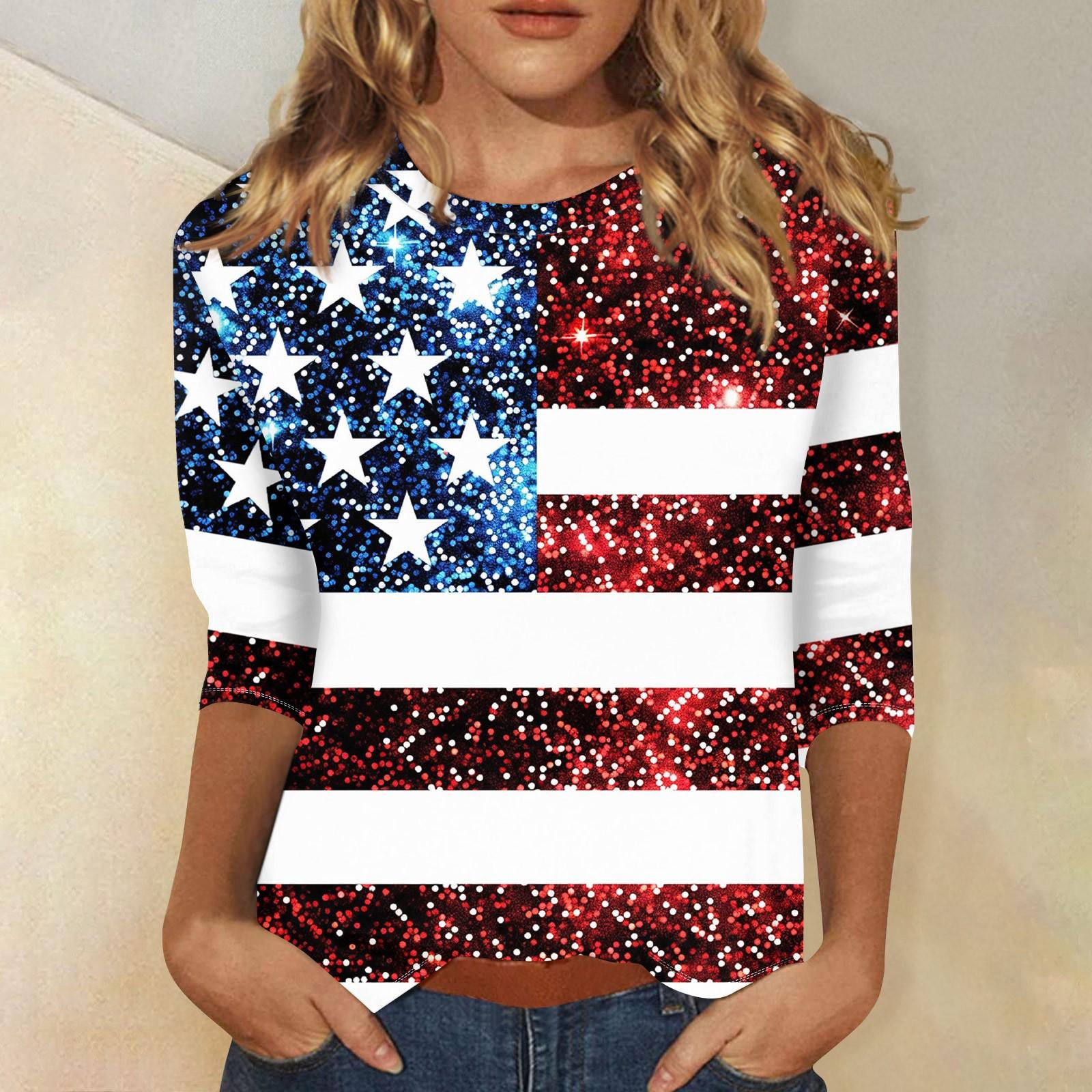 Women s Fashion Casual Three-quarter Sleeve Independence Day Printed Round Neck Top XXL
Women s Fashion Casual Three-quarter Sleeve Independence Day Printed Round Neck Top XXL