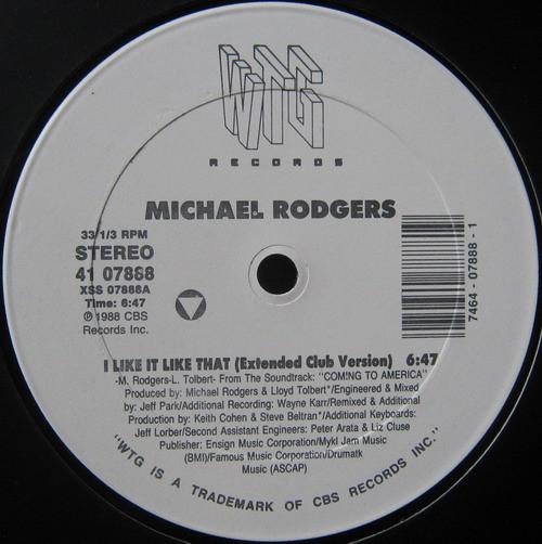 12inch Record MICHAEL RODGERS - I Like It Like That 4107888 WTG Records 1988 US Dance & Electronica Used
12inch Record MICHAEL RODGERS - I Like It Like That 4107888 WTG Records 1988 US Dance & Electronica Used